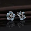 Elegante Dames Glanzende Zirkoon Kristal Blauwe Boom Stud Oorbellen Bruiloft Sieraden Geschenken 240123