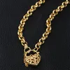 Women Pendant Necklace Chain 18k Yellow Gold Filled Padlock Heart Jewelry Gift High Quality Polished285u