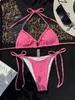 Damen Bademode Micro Bikinis 2023 Sexy Frauen Badeanzug Bademode Weibliche Solide Tanga Bandage Bikini Set Beachwear Badeanzüge Badeanzug J240131