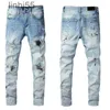 Herenjeans Heren Amirs Chaopai 2022ss Fog High Street Aquarel Splash Inktgaten maken Gebruikte elastische locomotief Slim Fit Qdvlv4jJG1C