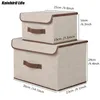 Large Storage Box With Cover Bedroom Shelf Wardrobe Clothes Toy Shoes Sundries Folding Organizer Fabric Foldable Box For Objects 240129