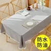 Table Cloth Cotton Waterproof Oil Proof Disposable Contracted Tea Linen Blue Grey Mat Wedding Decoration