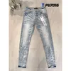 Calças Roxas para Mens Homens Magros Angustiados Motociclistas Rasgados Mulheres Preto Cinza Reto Sweatpants Designers Corredores Pant Denim Mens Jeans 29 40