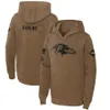 Hoodie Baltimore''Ravens''Men Women Youth''Brown Salute To Service Club Pullover Hoodie