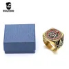 Hela röda emalj Masoniska ring Mens Rhinestone Gold Rings Vintage 316L rostfritt stål Masonry CZ Ring Punk Men smycken GIF298A