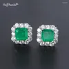 Studörhängen Vintage 7 7mm Square Emerald 1mm Zircon 925 Sterling Silver Needle Piercing Ear Women's Wedding Party Jewelry Gift