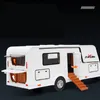 132 Legering Trailer RV Truck Automodel Diecast Metaal Recreatief terreinwagen Camper Automodel Geluid en licht Kinderen Speelgoed Geschenk 240118