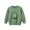 Clothing Sets 2024 Winter Velvet Warm Tracksuit For Boys Cartoon Dinosaur Long Sleeve Sweatshirt Letter Pants Children's Set Kids Outfit