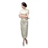 Ethnic Clothing Traditional Chinese Women Long Cheongsam Bridesmaid Short Sleeve Evening Dress Elegant Qipao