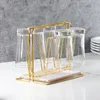 Keuken Opslag Minimalistische Gouden Beker Droogrek Stand Ijzer 6 Kopjes Afdruiprek Houder Mokken Boom Koffie Servet Houders Fles