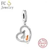 Pietre preziose sciolte FC Gioielli adatti al braccialetto originale Pan Charms Argento 925 Madre e figlia Amici per sempre Perline per realizzare donne Berloque