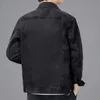 Chaqueta vaquera negra para hombre, ropa de calle, primavera Otoño, Vintage, informal, manga larga, Top, moda, cuello vuelto, abrigo suelto, chaqueta vaquera 240119