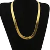 Pendanthalsband 10mm platt Herringben kedja halsband män smycken 18k gult guld fylld solid trendiga mäns choker clavicle 6234r