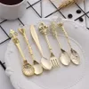 Vintage Royal Style Metal Spoon Forks Diy Carved Fork Table Spoons Antik kaffedessert Flatvaror 6st3467