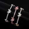 Go Party – Bracelet de cheville avec petit pendentif papillon rose, chaîne de pied en diamant, pour femmes, 298H
