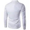 Männer Casual Hemden Plus Größe Langarm Männer Kleid Baumwolle Leinen Knöpfe V-ausschnitt Stehkragen männer Top Camisas hombre