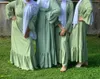 Ethnic Clothing Hand Made Diamond Beading Muslim Peignoir Robes Syari Dubai Fashion Female Full Length Ruffles Abaya Dress With Belt