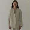 Ternos femininos outono senhoras design sentido linho nicho solto blazers jaqueta