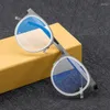 Solglasögon Pure Titanium Reading Eyeglasses Vintage Women Full Rim Round Optical Frame Anti-Reflective Recept Readers Glasses Men