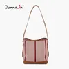 Shoulder Bags Donna-in 2024 Bucket Cross-body Bag Women Summer Canvas Leather Commuting Fashion Simple Ladies Underarm Tote