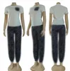 Kadınların Sıradan Takipleri Tasarımcı 2 Parça Setleri Kısa Kollu T-Shirt+Pantolon Baskılı Klasik Seksi Beyaz Tshirt Teşhal Pantolon Pantolon