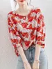 Women's Blouses Woman Summer Style Chiffon Tops Lady Casual Half Lantern Sleeve O-Neck Flower Printed Blusas DF4488