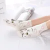 Chaussettes de femmes kawaii équipage drôle mignon dessin animé animal chat animal harajuku printemps automne quatre saisons femelle décontractée bassinante