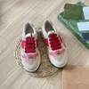 10a kvalitetsdesigner sneakers skor kvinnors män lyx läder casual sko skärm sneaker klänning sko ryton klassisk blå rosa kristall rand låg topp helg skor