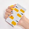 Faux ongles dégradés de couleurs, autocollants en gel semi-durci, 14 bandes, vernis d'art français scintillant