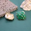 Stud Earrings Cute Sweet Enamel Fashion Green Navy White Oil Painting Birthday Wedding Accessories