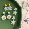 Dangle Earrings Korean Clear White Daisy Acrylic Flower Drop Lovely Heart Sunflower Big Long Fashion Women Jewelry Pendientes