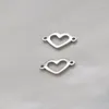 Charms 10st/Lot 7.4x12.9mm Liten Hollow Heart Charm Mirror Polerade rostfritt stålkontakter för DIY -smycken