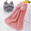 Towel Absorbent Quick Dry Lazy Hand Coral Velvet Cute Hanging Bowknot Thickened Washcloth For Kitchen Bathroom