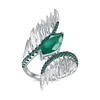 Cluster Rings Designer Vintage Angel Wing Ring med italiensk stil 925 Silver Inlagd Natural Gemstone Amethyst