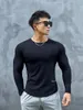 Men's T Shirts Brand Striped Solid Color Workout Long Sleeve Basketball Running Training Stretch Quick-Drying Exercise T-shirt Clothes