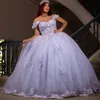 Mexican Sky Blue Off the Shoulder Quinceanera Dresses Applique Lace Beads Tull Vestidos XV 15 Anos Sweet 16 robe de soiree