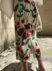 Jupes Peiresa Miyake plissée midi pour femmes 2024 imprimé taille haute coupe ajustée motif floral jupe vintage mode coréenne