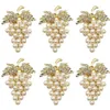 Napkin Rings Grapes Set Of 6 With Glittering Imitation Diamond And Pearls Inlay Alloy Ring Holder250c