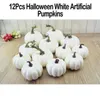 12 Stück Halloween künstliche weiße Kürbisse Ernte Herbst Thanksgiving Dekoration für Messe Schule Einkaufszentrum1248Y
