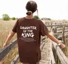 キングのバックプリント特大のTシャツベースのルーズティーインスピレーション女性カジュアルコットン美学トップ240118
