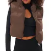 Gilet da donna Gilet imbottito corto da donna Cappotto Autunno Inverno Abiti caldi Piumino leggero senza maniche con cerniera tinta unita caldo Streetwear