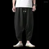 Shorts masculinos 2024 verão oversized estilo chinês algodão calças casuais tendência personalizada grande virilha calças penduradas