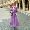 Women's Trench Coats Purple Windbreaker Mid Length Over Knee Style 2024 Autumn Korean Version Small Loose Coat