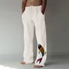 Männer Hosen 3 Stile 2024 Mode Lässig Gedruckt Leinen Tasche Schnüren Große Größe Reise Strand Hawaii Hose Schnell