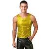 Men's Tank Tops 2023 New Mens T-shirts Shiny Sequin Sleeveless Loose Tank Tops Christmas Performance Clothing Fashion Nightclub Party Waistcoat YQ240131
