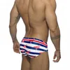 Roupa de banho masculina sexy cintura baixa calças de banho homens flamingo impressão listrado surf swim-shorts masculino push-up nadar briefs almofada natação