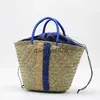 Totes Waterweed portable straw woven bag blue black woven bagH24131