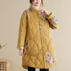 Ethnic Clothing 2024 Chinese National Loose Style Printed Quilted Coat Winter Stand Collar Long Sleeve Cotton Thickened Padded S947