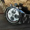 Diğer Saatler 7750 Zaman Retro Kombinasyon Panda Panda Watch Mens Quartz Yuvarlak Yün Su Geçirme Taşımacılığı Japon VK63A Hareketi J240131