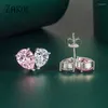 Boucles d'oreilles Stud Zakol Shinny Cubic Zirconia Pink Love Heart For Women Trendy Water Drop Crystal Oreing Mode Wedding Bijoux
